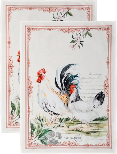 Maison d' Hermine - Juego de 2 paños de cocina, multiusos, 100% de algodón, suaves, absorbentes, trapo de cocina, toalla de bar, Basse Cour 005 -