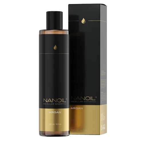 NANOIL Champú Micelar Argán 10.1 fl oz - Champú Micelar Rico en Aceite de Argán, Protección y Suavidad, Efecto Fortalecedor, Condición Perfecta del