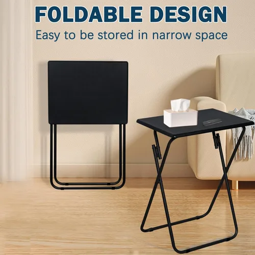 Miniatura 5 de LOFTEY Mesa con bandeja de TV, mesa plegable para TV, mesas de TV portátiles para sala de estar, mesa auxiliar plegable resistente para comer