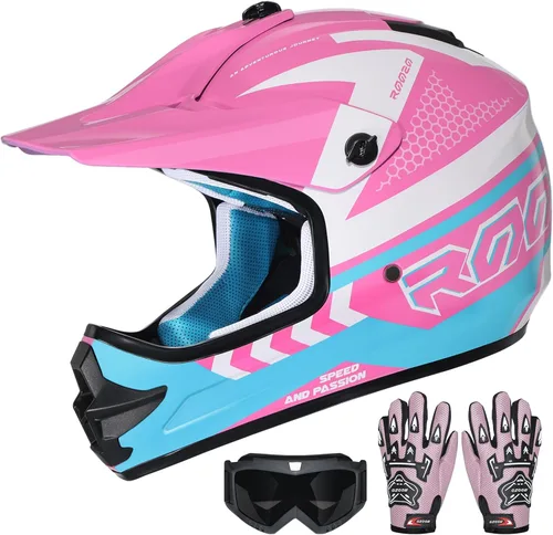 Miniatura 11 de Casco de motocross para jóvenes, aprobado por DOT, casco de motocross para niños con gafas ajustables y bolsa de almacenamiento, equipo deportivo
