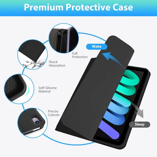 Miniatura 4 de SOPPY Funda con teclado para iPad mini 7 A17 Pro 2024/iPad Mini 6 generación con teclado 2021 8.3 pulgadas, cubierta de teclado desmontable