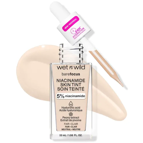 Miniatura 37 de wet n wild Bare Focus Tinte para la Piel, Enriquecido con 5% Niacinamida, Cobertura Ligera Transparente Modulable, Acabado Radiante Natural, Claro