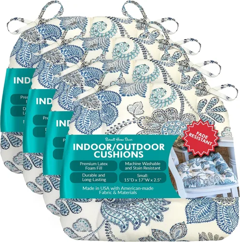 Miniatura 13 de Barnett Home Decor Cojines de Silla de Mimbre para Interiores y Exteriores - Azul Boutique Floral Tamaño Grande para Silla de Patio 19 x 19