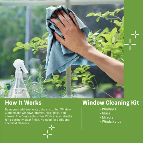 Miniatura 8 de E-Cloth Paño de limpieza de ventanas, embalaje ecológico, paño de limpieza de vidrio, ventanas sin rayas con solo agua, kit de toallas de microfibra