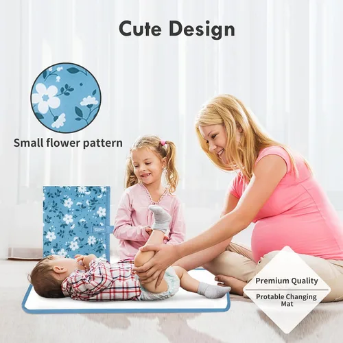 Miniatura 5 de Cambiador de pañales portátil para bebé, cambiador compacto impermeable con correa para la muñeca, cambiador de viaje lavable para bolsa de pañales
