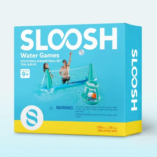 Miniatura 9 de JOYIN Juego de flotador inflable para piscina, red de voleibol y aros de baloncesto, juguete flotante de natación para niños y adultos, flotadores