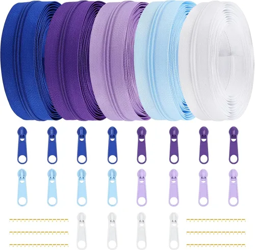 Miniatura 21 de DOITEM 31 yardas, 10 unidades de cremalleras de costura #3, cremalleras de bobina de nailon surtidos para coser con 40 deslizadores de cremallera