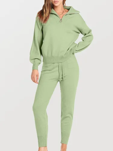 Miniatura 2 de ANRABESS Conjunto de dos piezas para mujer, suéter de manga larga y pantalones con cordón