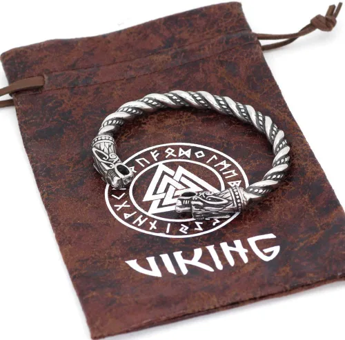 Miniatura 4 de GuoShuang Nordic Viking Norse Dragon Scandinavian Bracelet Men Wristband Cuff Bracelets with Valknut Gift Bag