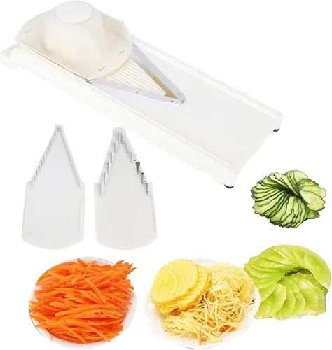 Miniatura 8 de Cortador de mandolina para cocina, picador de verduras ajustable, frutas, rallador de queso, rebanador de papas fritas, rebanador de alimentos