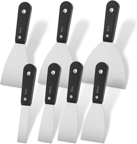 Miniatura 9 de Bates Choice Cuchillo de masilla flexible de acero al carbono de 5 pulgadas, raspador de metal, cuchillo de spackle para paneles de yeso, Negro