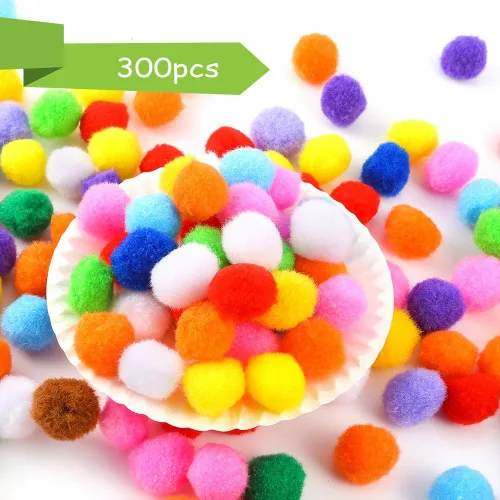 Miniatura 2 de Caydo 300 pompones surtidos de 1 pulgada con 100 piezas de ojos ondulantes con 200 limpiadores de pipas con 100 ojos ondulantes para arte