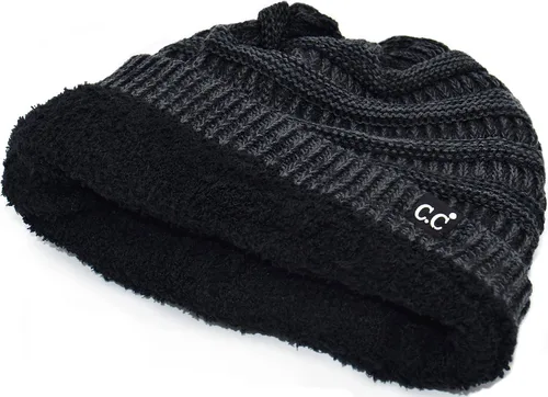 Miniatura 25 de C.C Winter Oversized Beanie Hat with Fuzzy Lining – Thick Knit Thermal Beanie for Cold Weather, Soft Warm Fleece Lined Cap