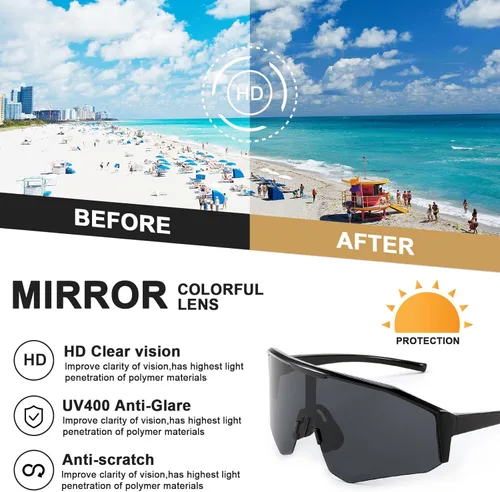 Miniatura 7 de Karsaer Gafas de sol deportivas para ciclismo, visera, sombras frescas, para jóvenes, béisbol, sóftbol, gafas de sol para niños y niñas de 8 a 14