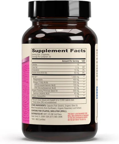 Miniatura 2 de Dr. Mercola Aceite de krill para mujeres, 2 mg de astaxantina, certificado MSC sostenible, apoya el cerebro, la piel y los sistemas inmunológicos