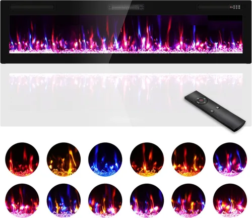 Miniatura 9 de Zionheat - Chimenea eléctrica ultrafina de 36 pulgadas para sala de estar, chimenea independiente/insertos/montado en la pared con control remoto