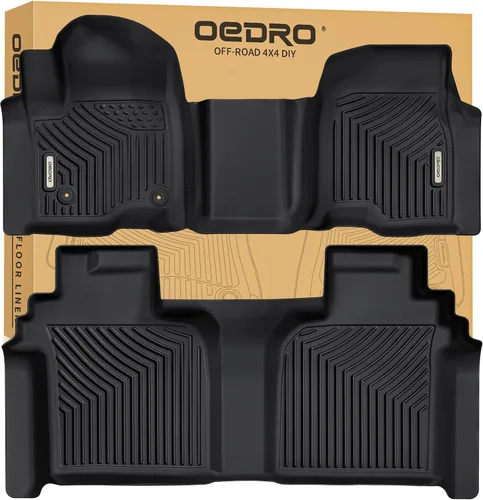 Miniatura 12 de OEDRO Alfombrillas de suelo aptas para Chevy Silverado/GMC Sierra 1500 2019-2026, 2500HD 3500HD 2020-2026, cabina doble con asientos de banco