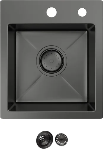 Miniatura 7 de Black Bar Sink Drop in 13x15 Inch Topmount Single Bowl Kitchen Sink Handmade T304 Stainless Steel Wet Bar Sink Outdoor RV Handmade Small Prep Sink