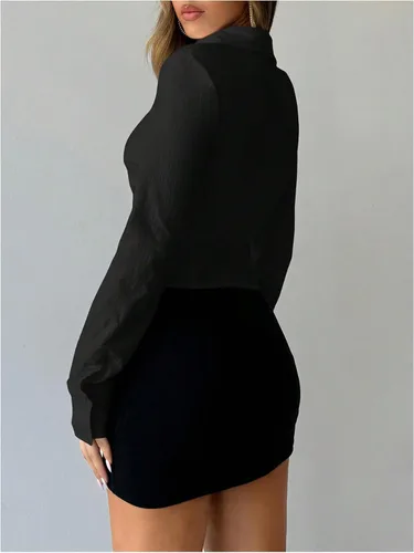 Miniatura 4 de SOLY HUX - Blusas de manga larga con botones y fruncidos para mujer, camisas de ajuste delgado, tops estéticos