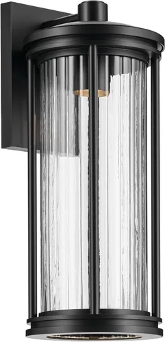 Miniatura 12 de Kichler Barras 59022BKDS - Aplique de pared aprobado por DarkSky para exteriores de 11.5 pulgadas con cristal acanalado transparente en negro