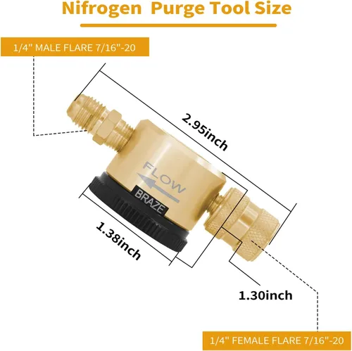 Miniatura 2 de WEIDOU - Herramienta de purga de nitrógeno amarilla mejorada para HVAC Modos de purga y frenado Regulador ajustable de 50-200 PSI Montaje