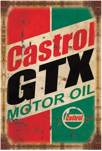 PEI's Letrero de metal retro vintage, aceite de motor Castrol, decoración de pared para el hogar, garaje, bar, cueva de hombre, 8x12/7.9x11.8 in