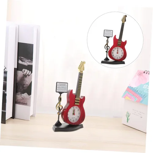 Miniatura 4 de KOMBIUDA Reloj de escritorio de instrumentos musicales, reloj de noche analógico único para decoración del hogar y la oficina, elegante adorno