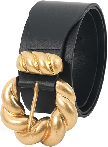 TASYEGOO Cinturón ancho para mujer, hecho a mano con hebilla gruesa vintage para decoración de abrigos y vestidos, Negro -