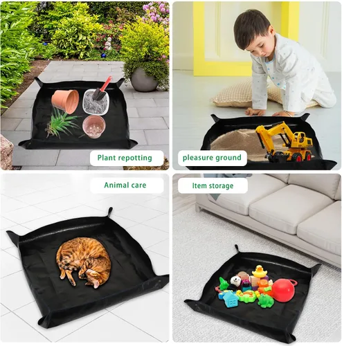 Miniatura 5 de Tapete de trasplante de plantas de 26.8 x 26.8 pulgadas, impermeable, tapete de trasplante para suculentas, tapete portátil de riego de jardinería