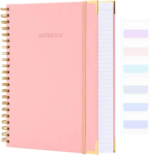 Miniatura 8 de Cuaderno de espiral, diario de cuero de tapa dura para mujeres y hombres, cuadernos gruesos de 300 páginas con rayas universitarias para el trabajo