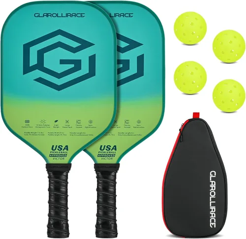 Miniatura 18 de Juego de 2 palas de pickleball 4 raquetas de pickleball, juego de pickleball aprobado por USAPA, superficie de fibra de vidrio fibra de carbono