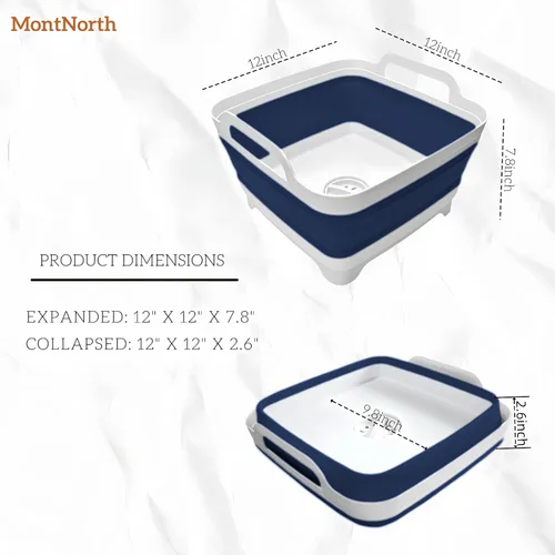 Miniatura 2 de Lavabo Plegable de 9L, Tina de Platos Plegable con Tapón de Drenaje, Lavabo de Platos Plegable Portátil, Fregadero de Campamento para Lavar Platos