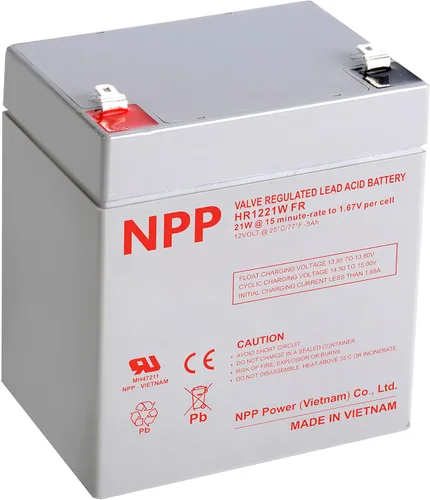 NPP HR1221W - Batería AGM recargable de 12 V 5 Ah, terminales F2 de 21 vatios/celda de 126 vatios, baterías de puerta de garaje Chamberlain