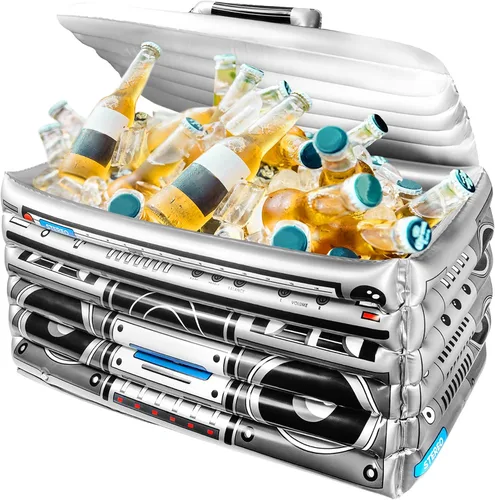 Novelty Place Enfriador inflable Boombox – Enfriador de bebidas de gran capacidad para decoración estéreo para fiestas retro temáticas de los años