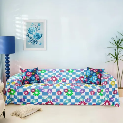 Miniatura 21 de Funda de sofá rústica con diseño bohemio y floral a cuadros de búfalo, lavable, moderna, con diseño geométrico de cuadrícula, antideslizante, funda