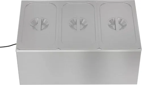 Miniatura 9 de KoolMore Calentador de alimentos comercial Bain Marie para encimera, estación de sopa y servidor de mesa de buffet con tres secciones para servir