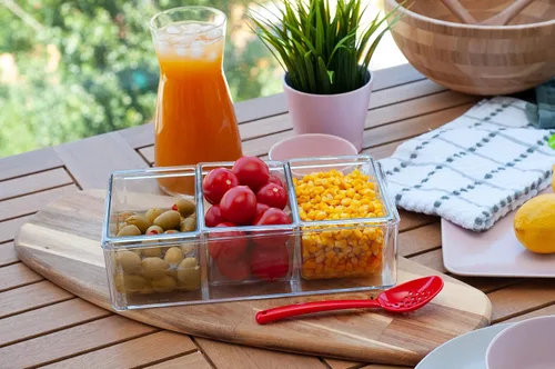 Miniatura 2 de Pikanty - Servidor de condimentos con 3 recipientes extraíbles y tapas, ideal para fiestas, barbacoas y pícnics, apto para lavavajillas y fabricado
