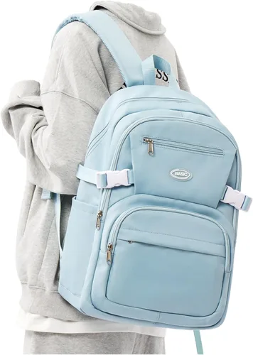 Miniatura 8 de weradar Bonita mochila, mochila casual simple con muchos bolsillos, mochila estética para mujeres y hombres (beige)