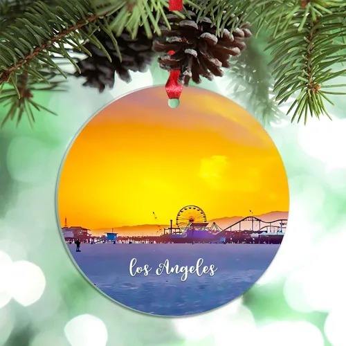 Miniatura 35 de Adornos de Navidad de California Estados Unidos, paisaje urbano de Los Ángeles, adornos de árbol de Navidad, adornos de Navidad personalizados