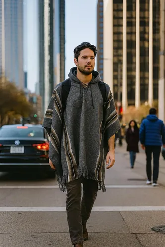 Miniatura 10 de Gamboa Poncho de alpaca para hombre Pancho mexicano con capucha vaquero y ponchos occidentales manta para adultos