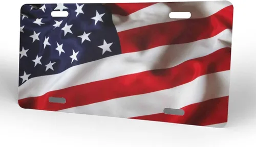 Miniatura 2 de Placa de matrícula de aluminio con bandera patriótica de Estados Unidos, divertida placa de metal para automóvil de 6 x 12 pulgadas, cubierta