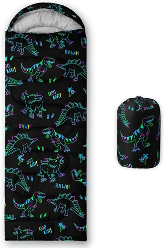 Miniatura 26 de QOOMO Saco de dormir para camping, 3 estaciones, clima cálido y fresco, ligero, saco de dormir impermeable para adultos y niños, viajes y al aire