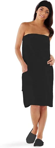 Miniatura 18 de Boca Terry Toalla de spa para mujer - Toalla 100% algodón para spa, regadera y baño - Talla universal, XXL y XXXXL (4XL)., talla única , Negro