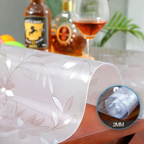 Miniatura 2 de Mantel protector de mesa de comedor de plástico transparente redondo Cosmos Flower Desk Pad Mat muebles de madera mantel de mesa rollo de tela