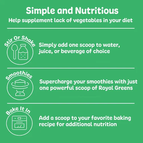 Miniatura 6 de New Vitality Royal Greens Ultra Superfood Polvo vegetal saludable con probióticos, enzimas, antioxidantes, pasto de trigo y verduras, 10.75 onzas
