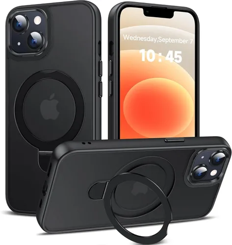 LeYi para iPhone-13 Funda/iPhone-14 Fundas: con soporte para MagSafe i Phone 13Funda con anillo magnético iPhone14 iPhone13 Cubierta Funda para Negro