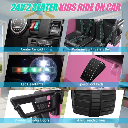 Miniatura 5 de Hikole Autos de paseo XL 4x4 de 2 asientos con control remoto, asiento de 20 pulgadas de ancho, 4WD/2WD intercambiable, 3 velocidades, suspensión
