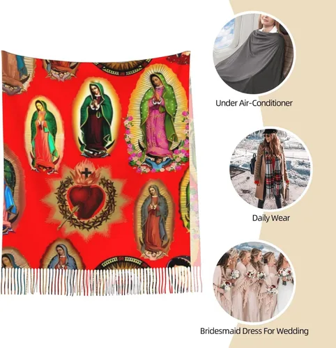 Miniatura 9 de TNIJWMG Bufanda Virgen María para mujer, chal suave para otoño e invierno, regalos católicos