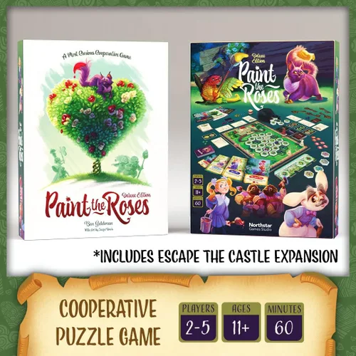Miniatura 2 de Northstar Game Studio Paint The Roses Deluxe Juego de Mesa Juego de Estrategia Cooperativa para Adultos, Adolescentes y Familias Rompecabezas