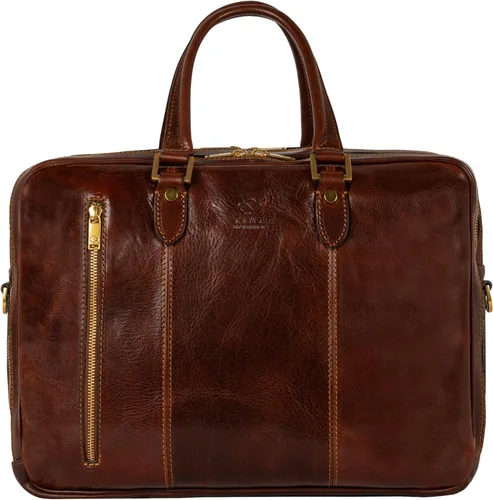 Miniatura 9 de Time Resistance Maletín de cuero para laptop - Bolsa de cuero de grano completo para computadora para hombres y mujeres Cuero Coñac